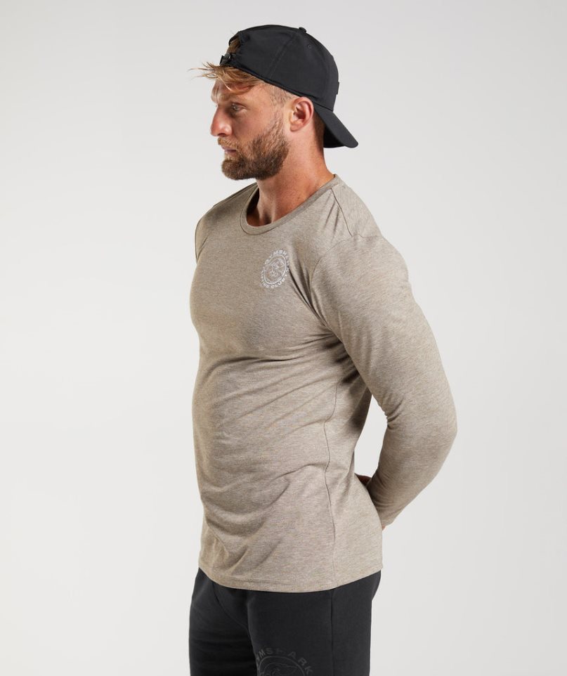 Men's Gymshark Legacy Long Sleeve T-Shirts Grey | CA 6173N5